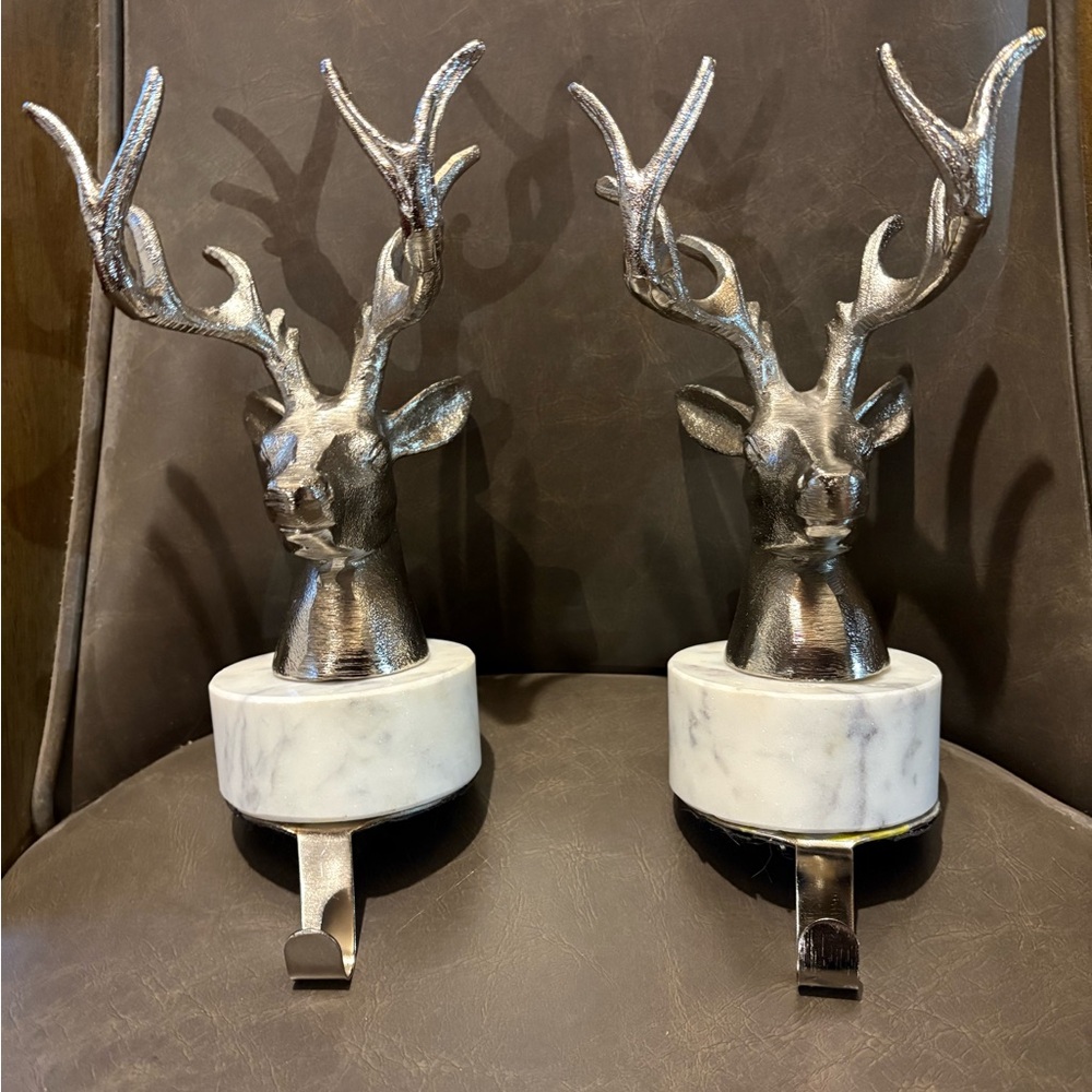 Silver Deer Stocking Holders